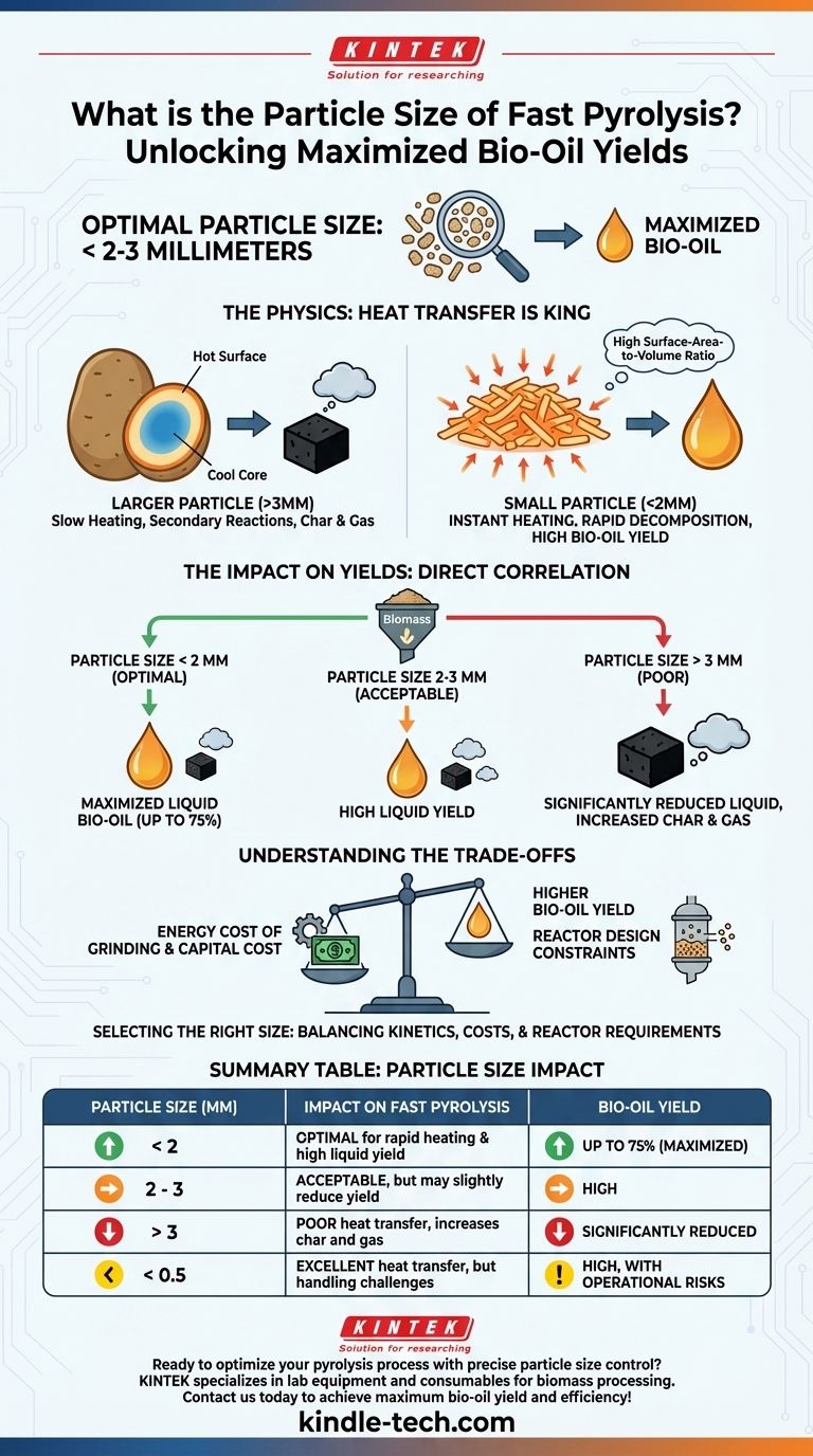 Wie groß ist die Partikelgröße für die schnelle Pyrolyse? Optimieren Sie Ihren Bioölertrag mit der richtigen Größe Visuelle Anleitung