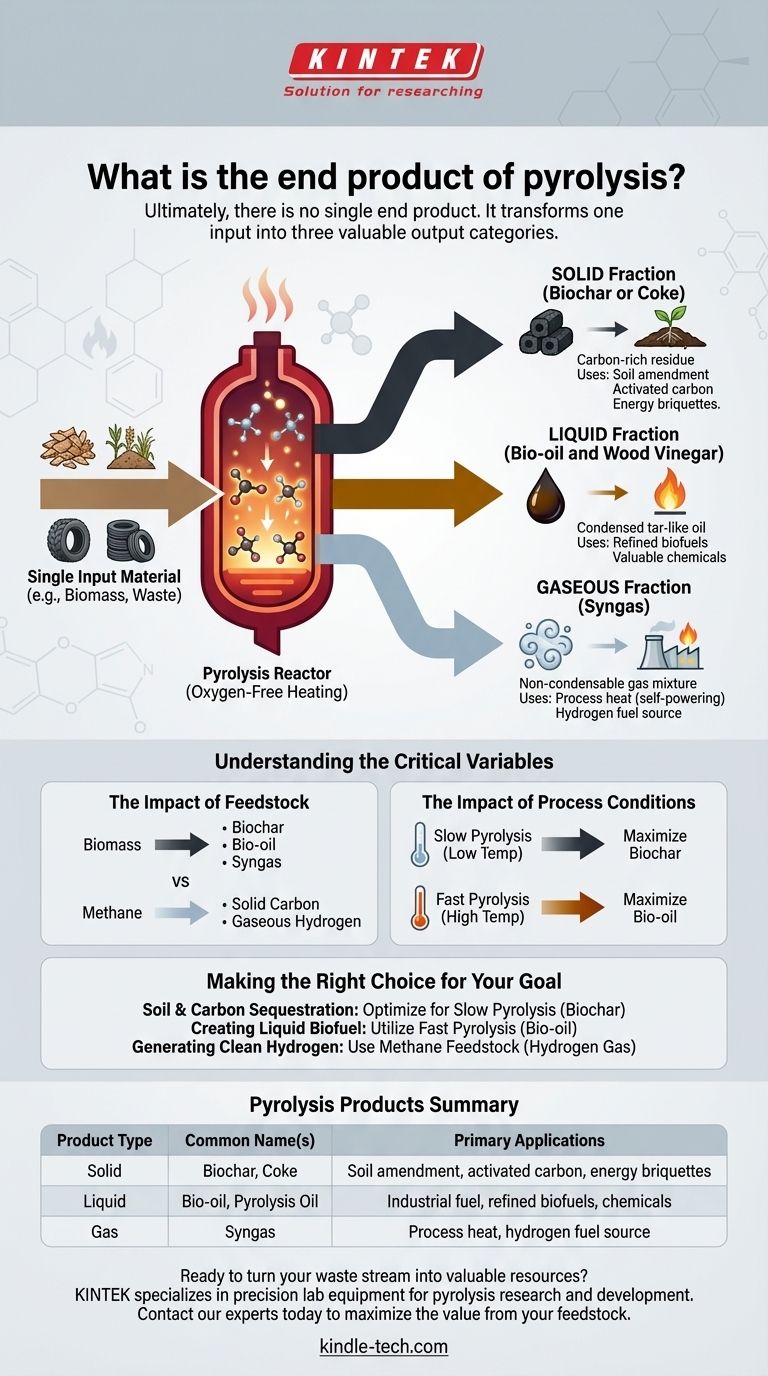 What is the end product of pyrolysis? Transform Waste into Biochar, Bio-oil, and Syngas Visual Guide