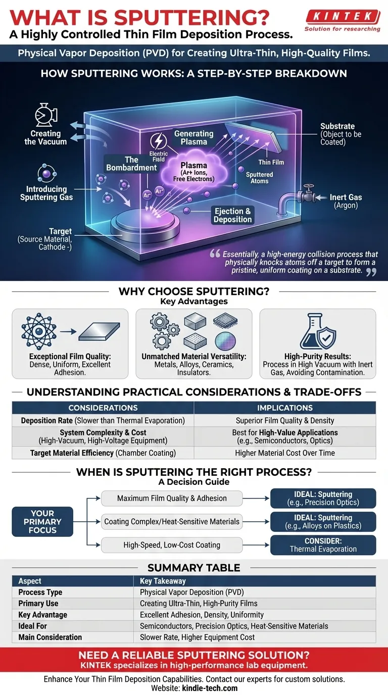 ما هو الترسيب بالرش (Sputtering)؟ الدليل الشامل للترسيب عالي الجودة للأغشية الرقيقة دليل مرئي