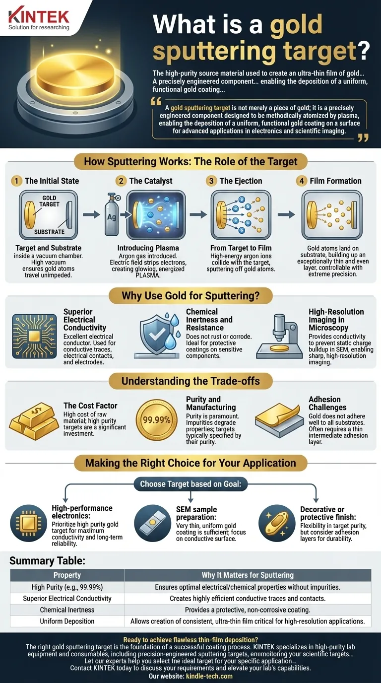 ¿Qué es un blanco de pulverización catódica de oro? Una fuente de alta pureza para recubrimientos de oro de precisión Guía Visual