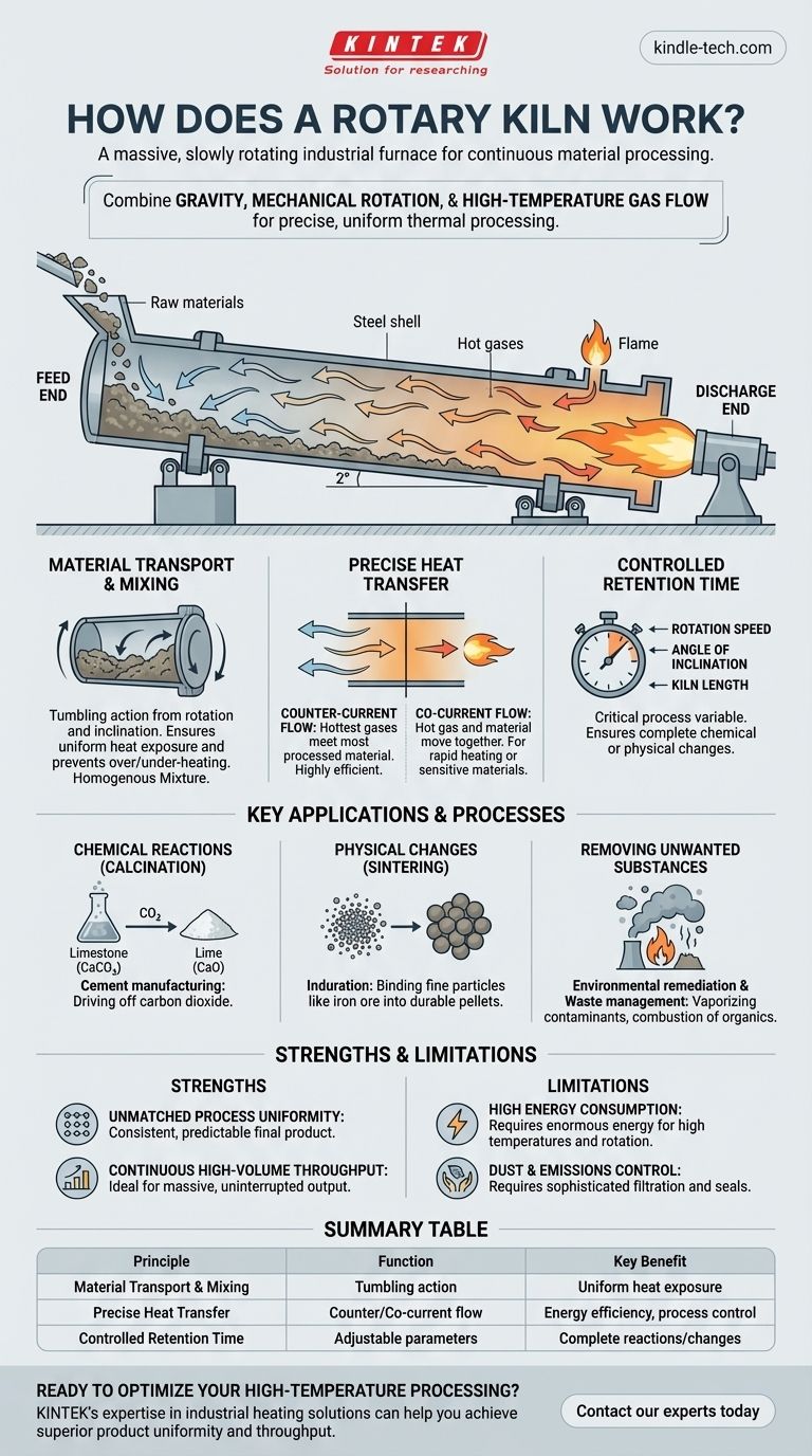 ロータリーキルンはどのように機能しますか？連続的で大量の熱処理を解き放つ ビジュアルガイド