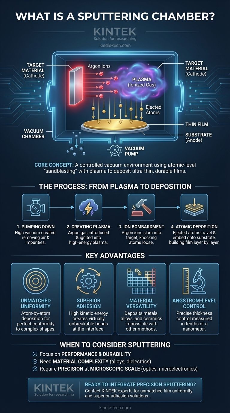 ¿Qué es una cámara de pulverización catódica (sputtering)? La clave para la deposición de películas delgadas de precisión Guía Visual