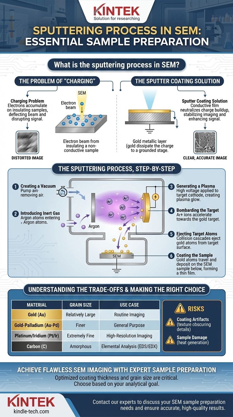 Was ist der Sputterprozess beim REM? Ein Leitfaden zur Vermeidung von Aufladung für eine klare Bildgebung Visuelle Anleitung