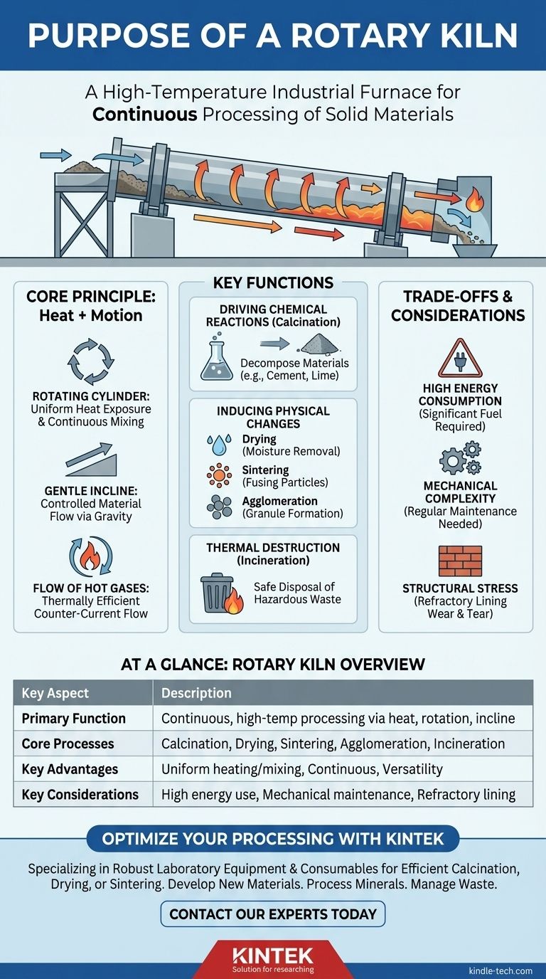 Was ist der Zweck eines Drehrohrofens? Ein Leitfaden zur kontinuierlichen Hochtemperaturverarbeitung Visuelle Anleitung