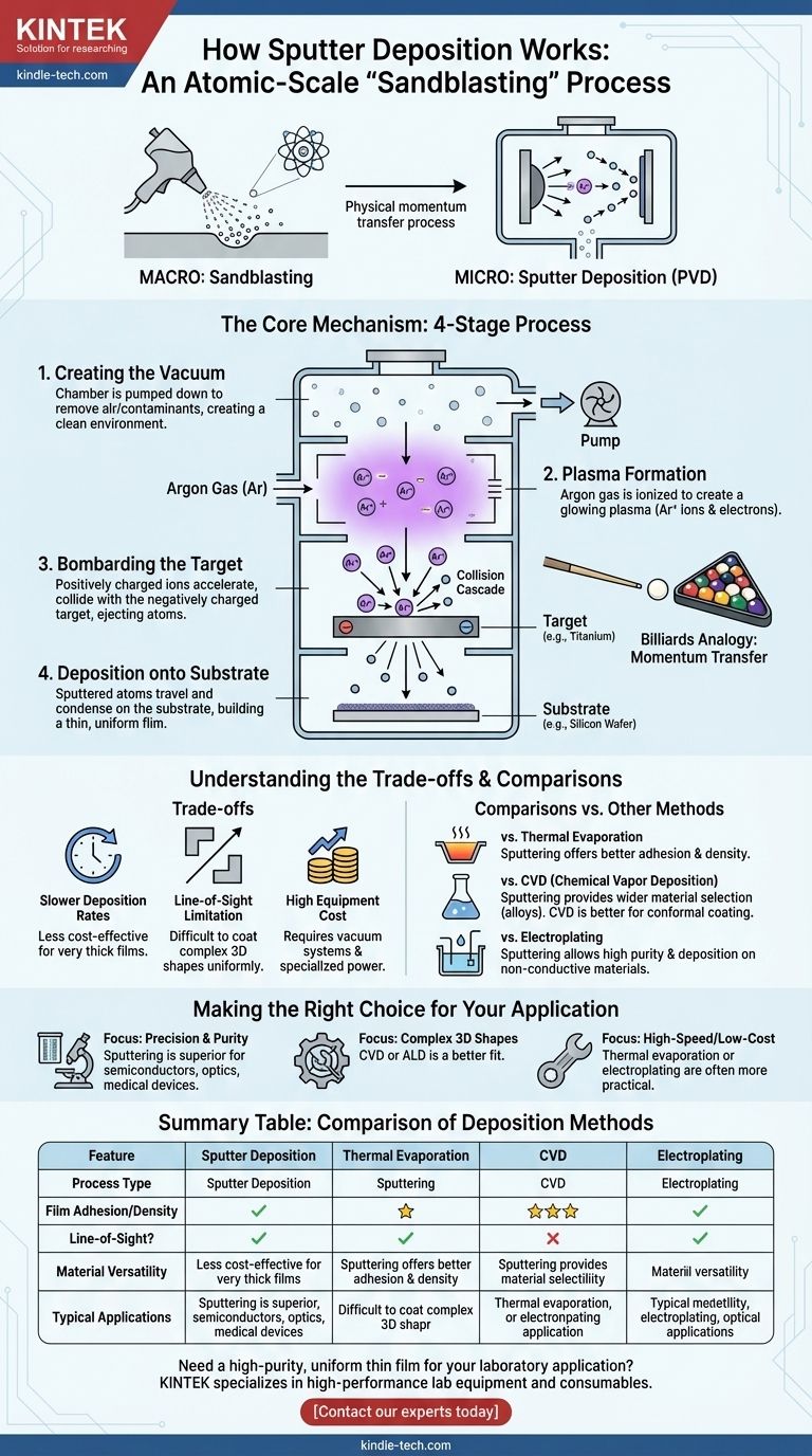 كيف يعمل الترسيب بالرش؟ دليل للطلاء الدقيق للأغشية الرقيقة دليل مرئي