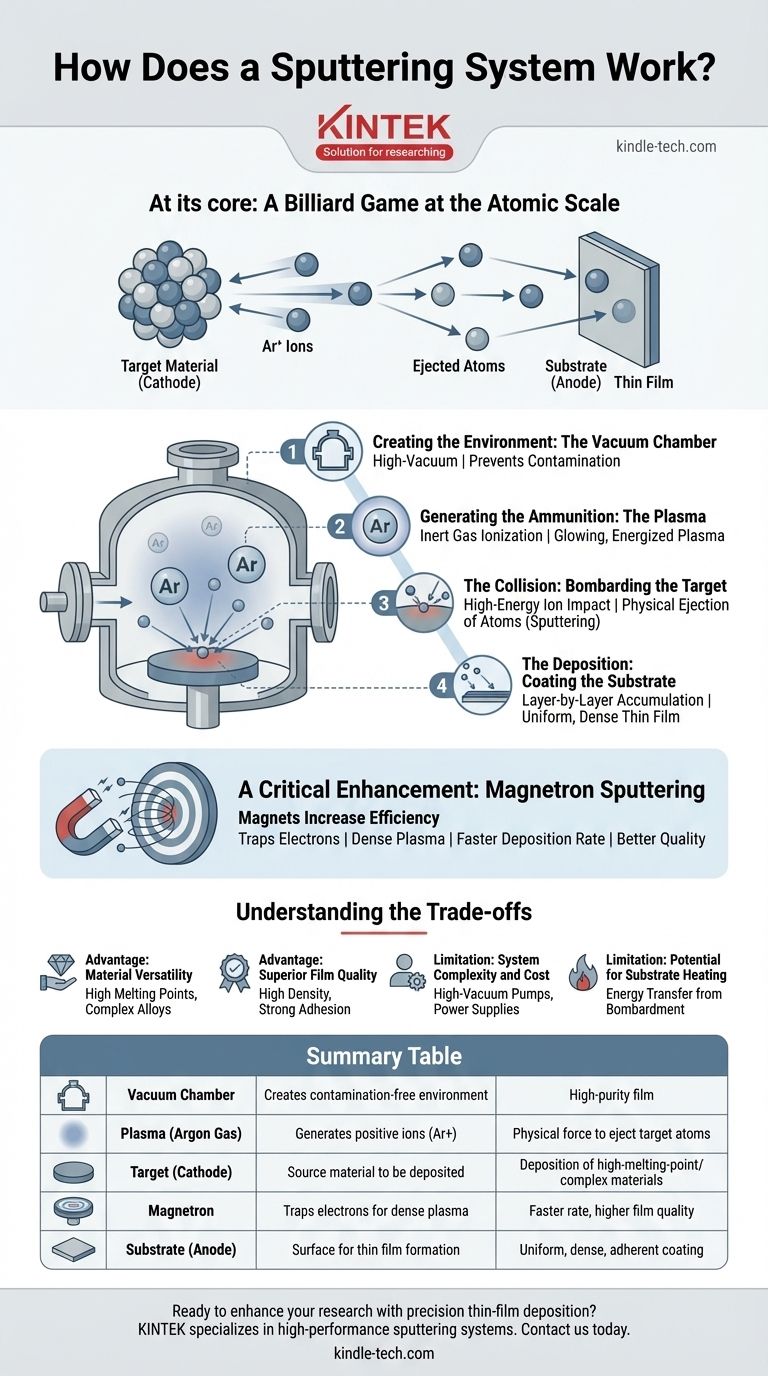 스퍼터링 시스템은 어떻게 작동하나요? 연구실을 위한 우수한 박막 증착을 달성하세요 시각적 가이드