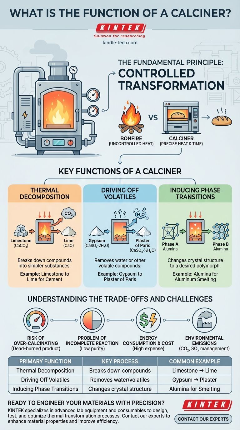 Qual è la funzione del calcinatore? Sblocca la trasformazione dei materiali per il tuo settore Guida Visiva