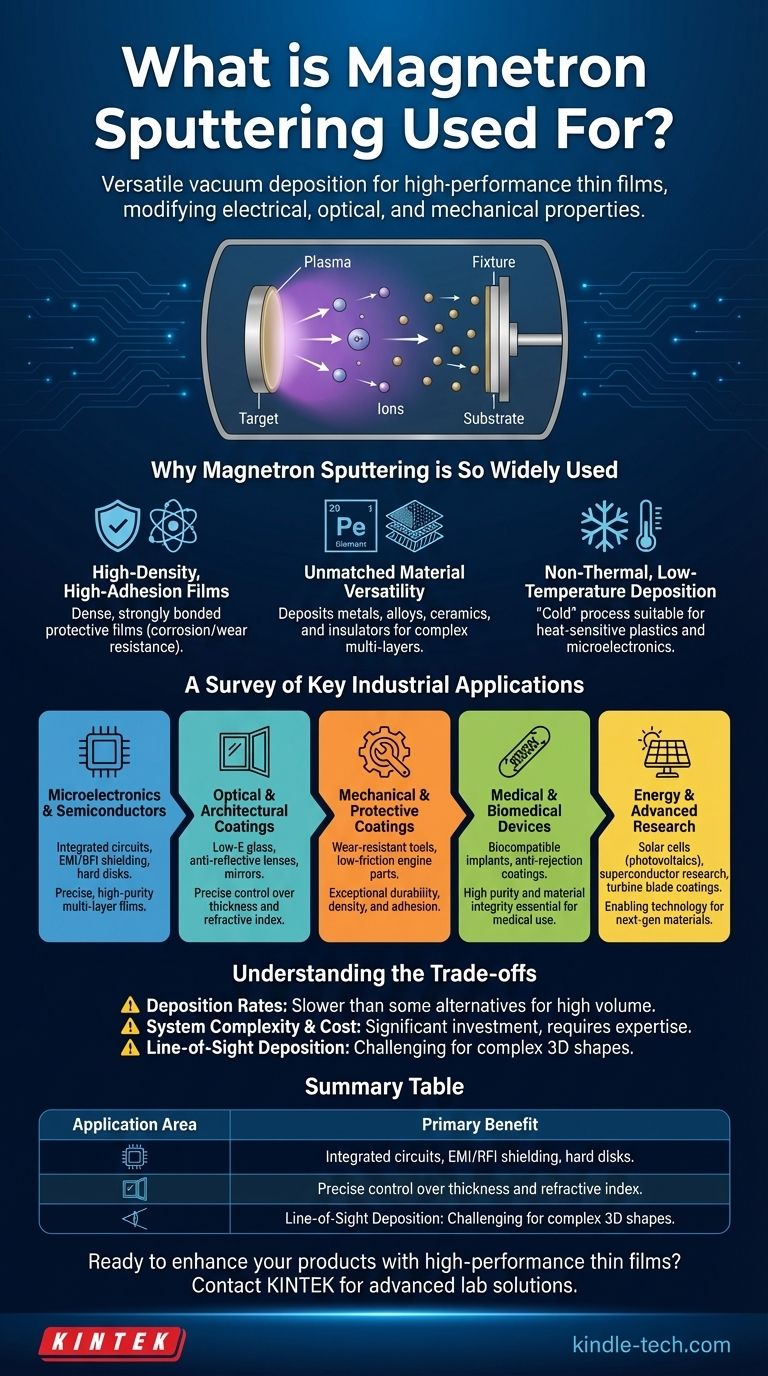ما هو الاستخدام الرئيسي للترسيب بالرش المغناطيسي؟ إنشاء أغشية رقيقة عالية الأداء لصناعتك دليل مرئي