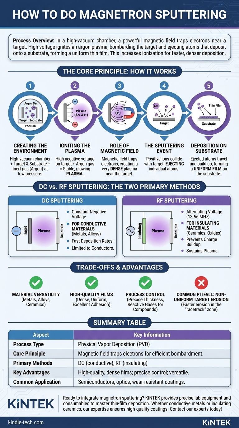 ¿Cómo se realiza la pulverización catódica con magnetrón? Una guía paso a paso para la deposición de películas delgadas Guía Visual