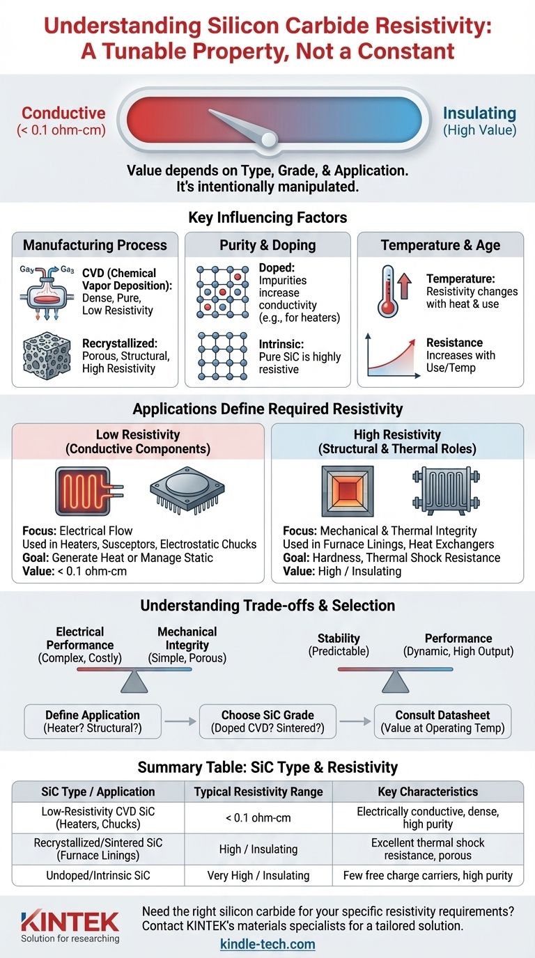 Qual è la resistività del carburo di silicio? È una proprietà regolabile che va da <0,1 ohm-cm a altamente resistiva. Guida Visiva