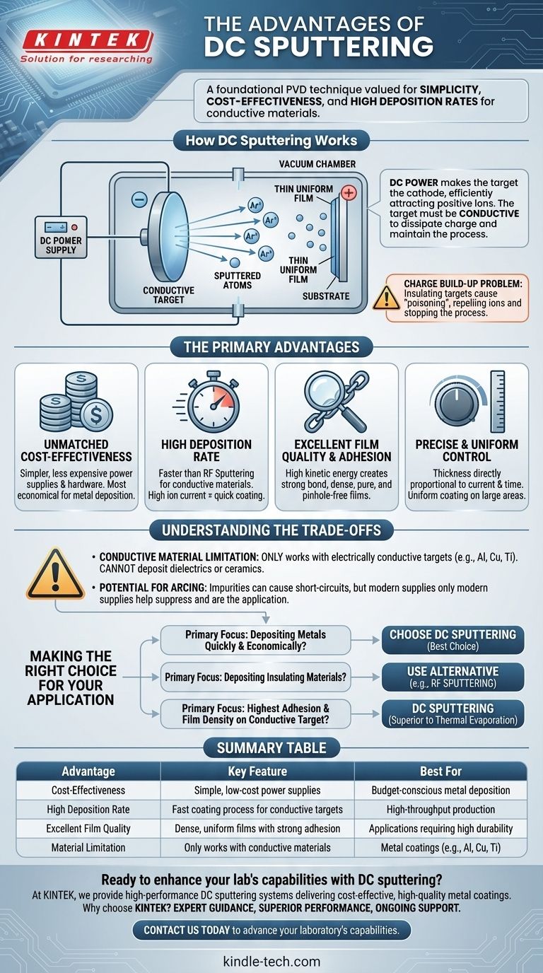 Quels sont les avantages du sputtering DC ? Obtenez des revêtements métalliques rentables et de haute qualité Guide Visuel