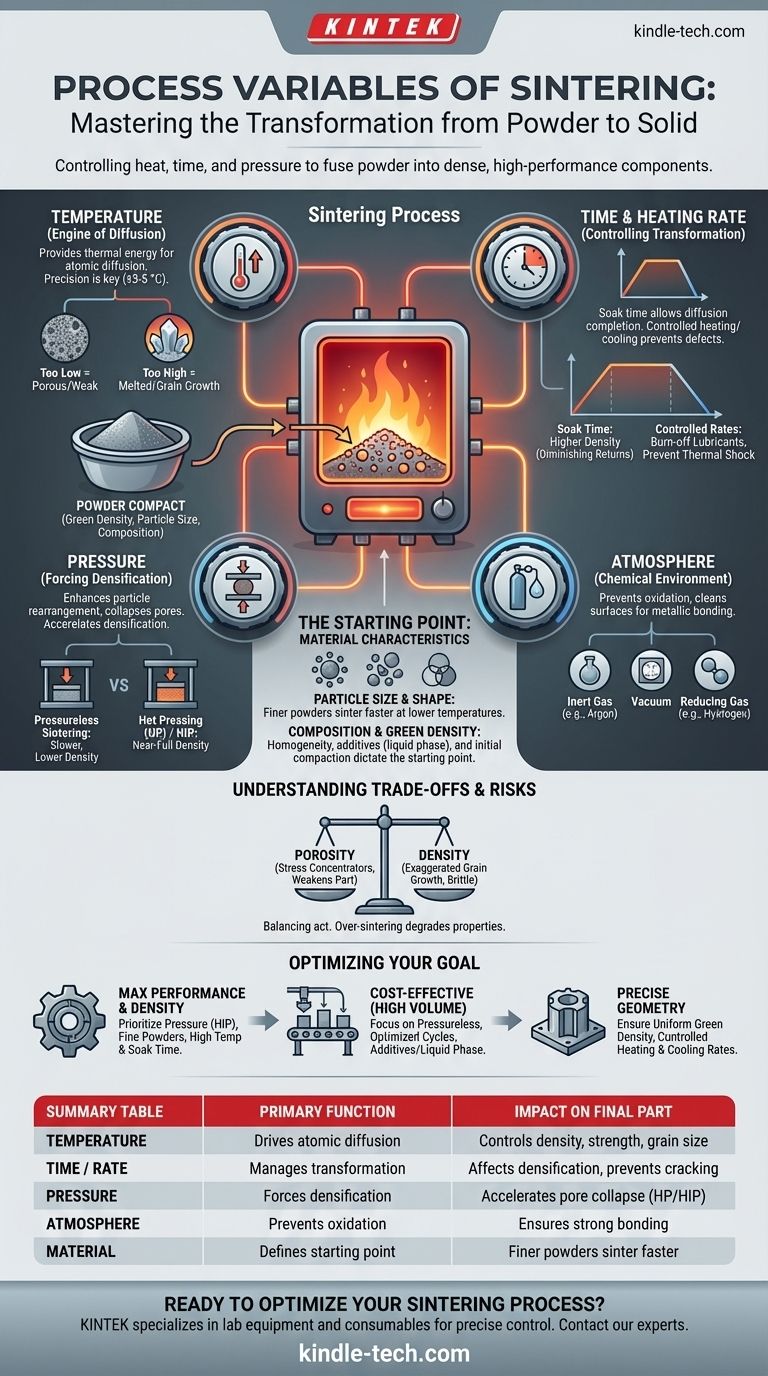 ما هي المتغيرات العملية للتلبيد؟ درجة الحرارة الرئيسية، الوقت، الضغط والجو. دليل مرئي