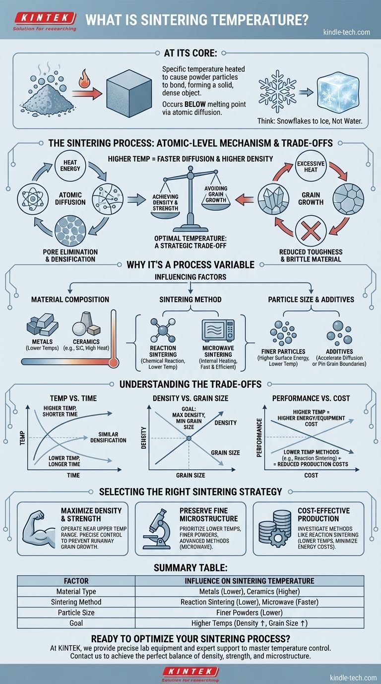 Cos'è la temperatura di sinterizzazione? Padroneggiare la chiave per le prestazioni dei materiali in polvere Guida Visiva