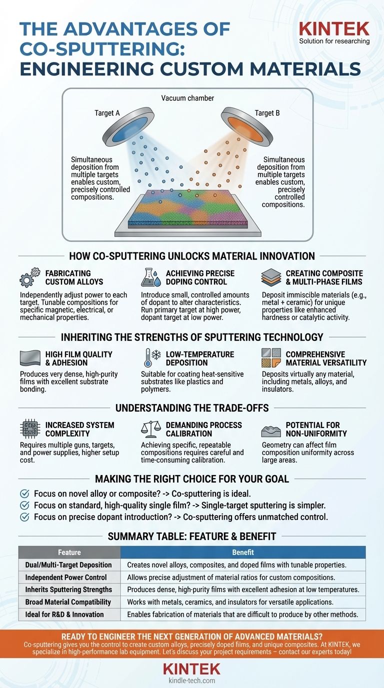 Quels sont les avantages de la pulvérisation cathodique co-dépôt (co-sputtering) ? Ingénierie des matériaux personnalisés avec un contrôle précis de la composition Guide Visuel