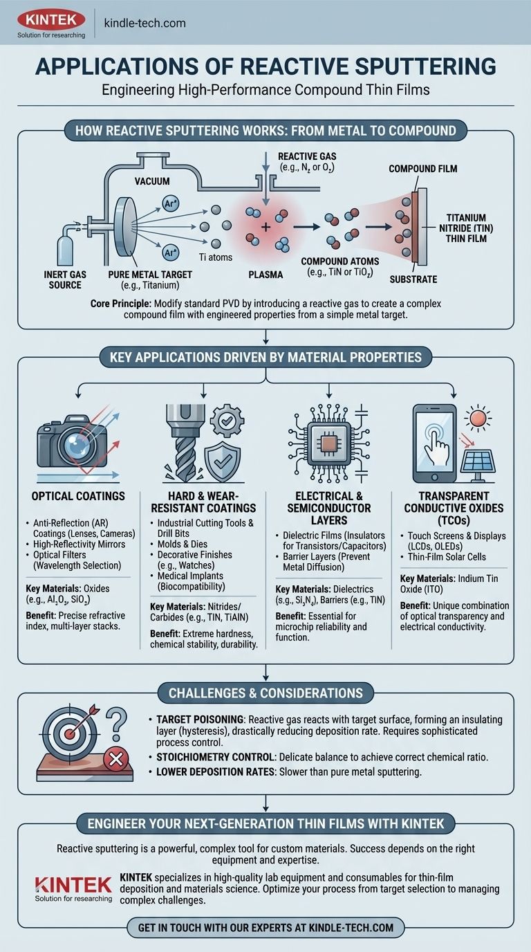 反応性スパッタリングの用途は何ですか？光学、工具、電子機器向けの高性能薄膜を作成する ビジュアルガイド