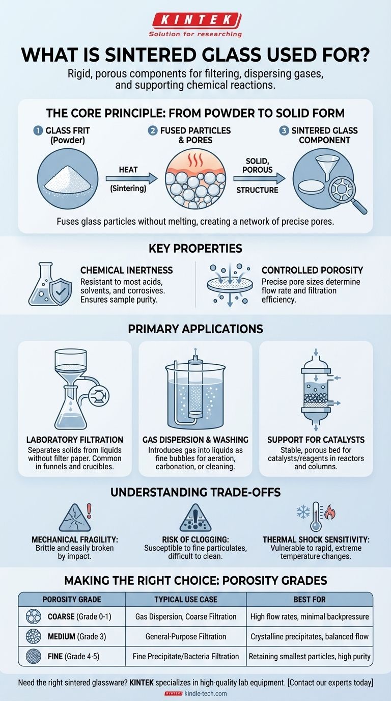 Для чего используется спеченное стекло? Обеспечьте чистую фильтрацию и газовую диффузию в вашей лаборатории Визуальное руководство