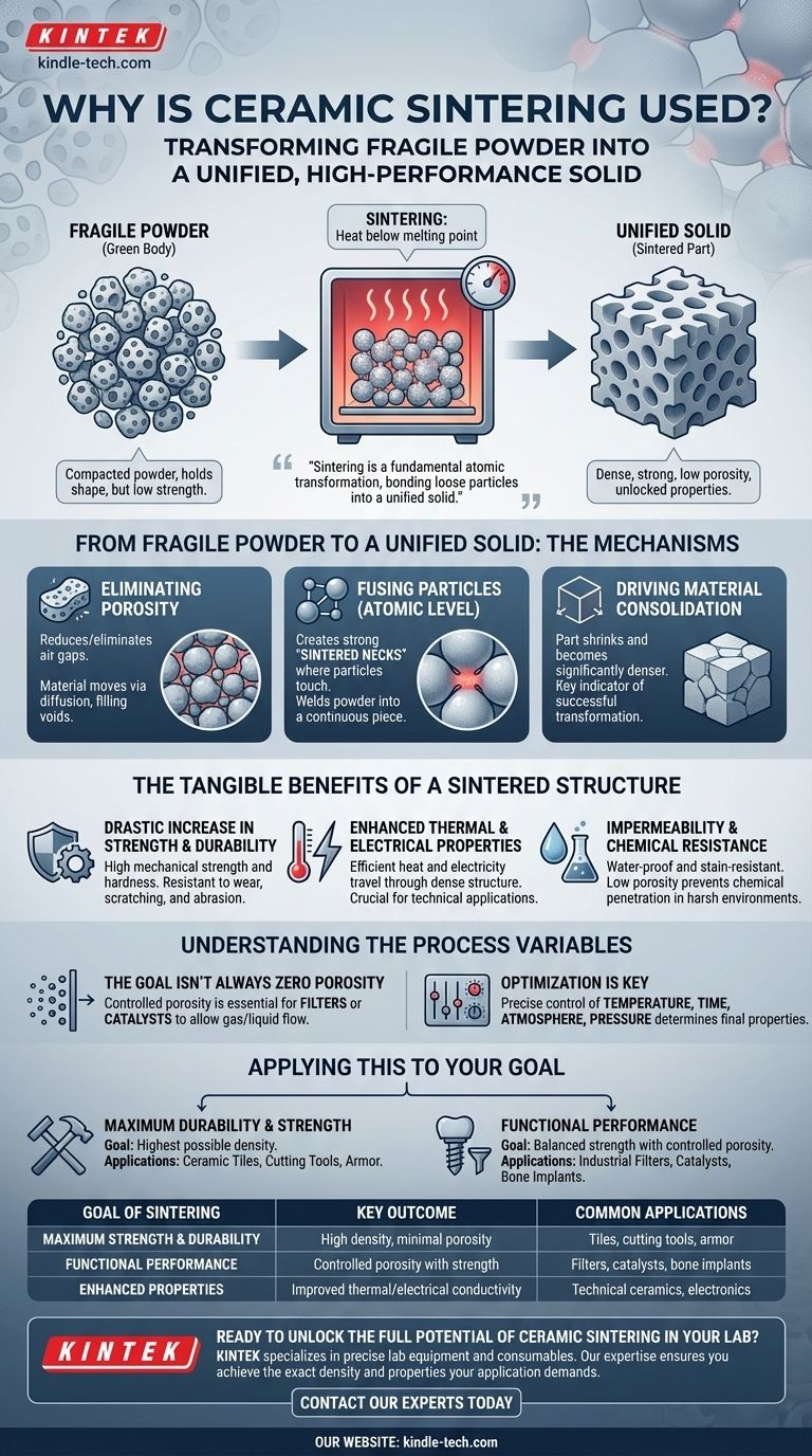 Pourquoi utilise-t-on le frittage céramique ? Pour transformer une poudre fragile en un solide dense et résistant. Guide Visuel