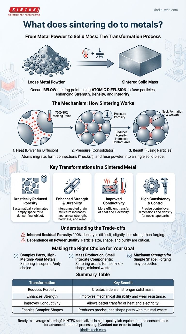 焼結は金属にどのような影響を与えますか？粉末を耐久性のある複雑な部品に変える ビジュアルガイド