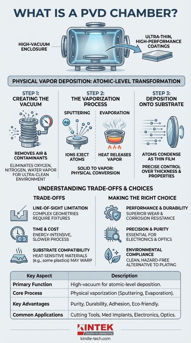 Qu'est-ce qu'une chambre PVD ? Un outil sous vide poussé pour des revêtements en couches minces de qualité supérieure Guide Visuel