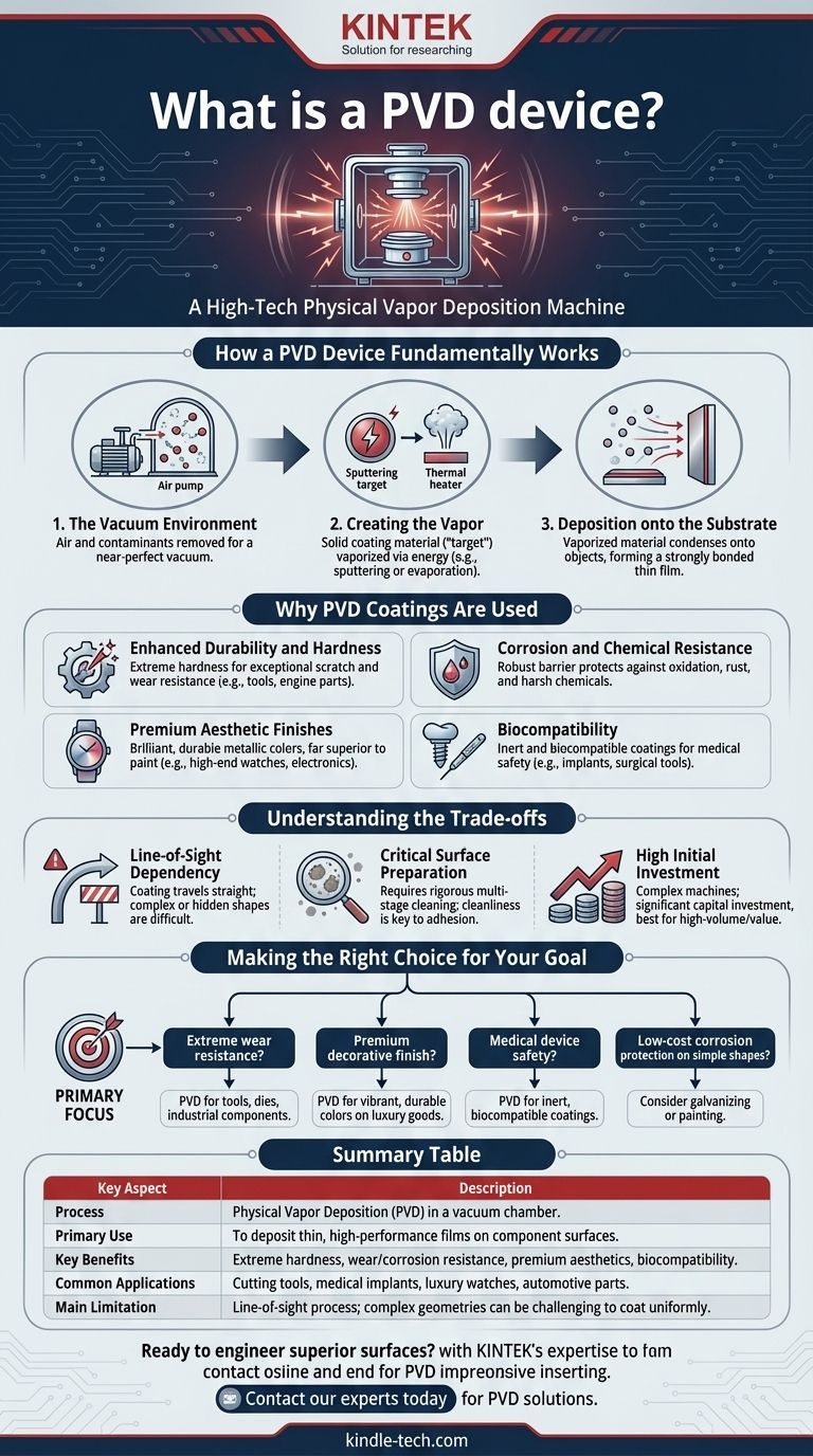 ما هو جهاز الترسيب الفيزيائي للبخار (PVD)؟ دليل لهندسة الأسطح عالية الأداء دليل مرئي