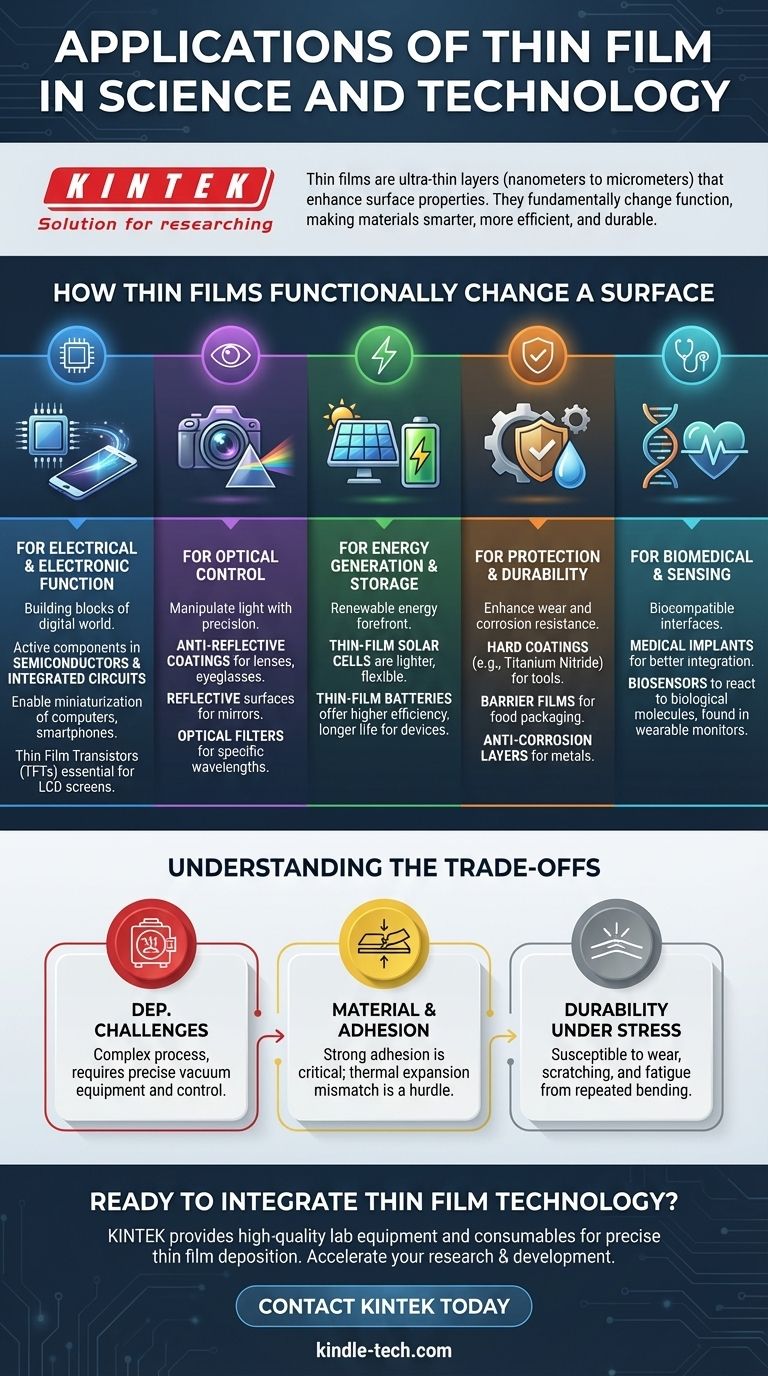 Was sind die Anwendungen von Dünnschichten in Wissenschaft und Technik? Ermöglichung moderner Elektronik, Optik und Energie Visuelle Anleitung