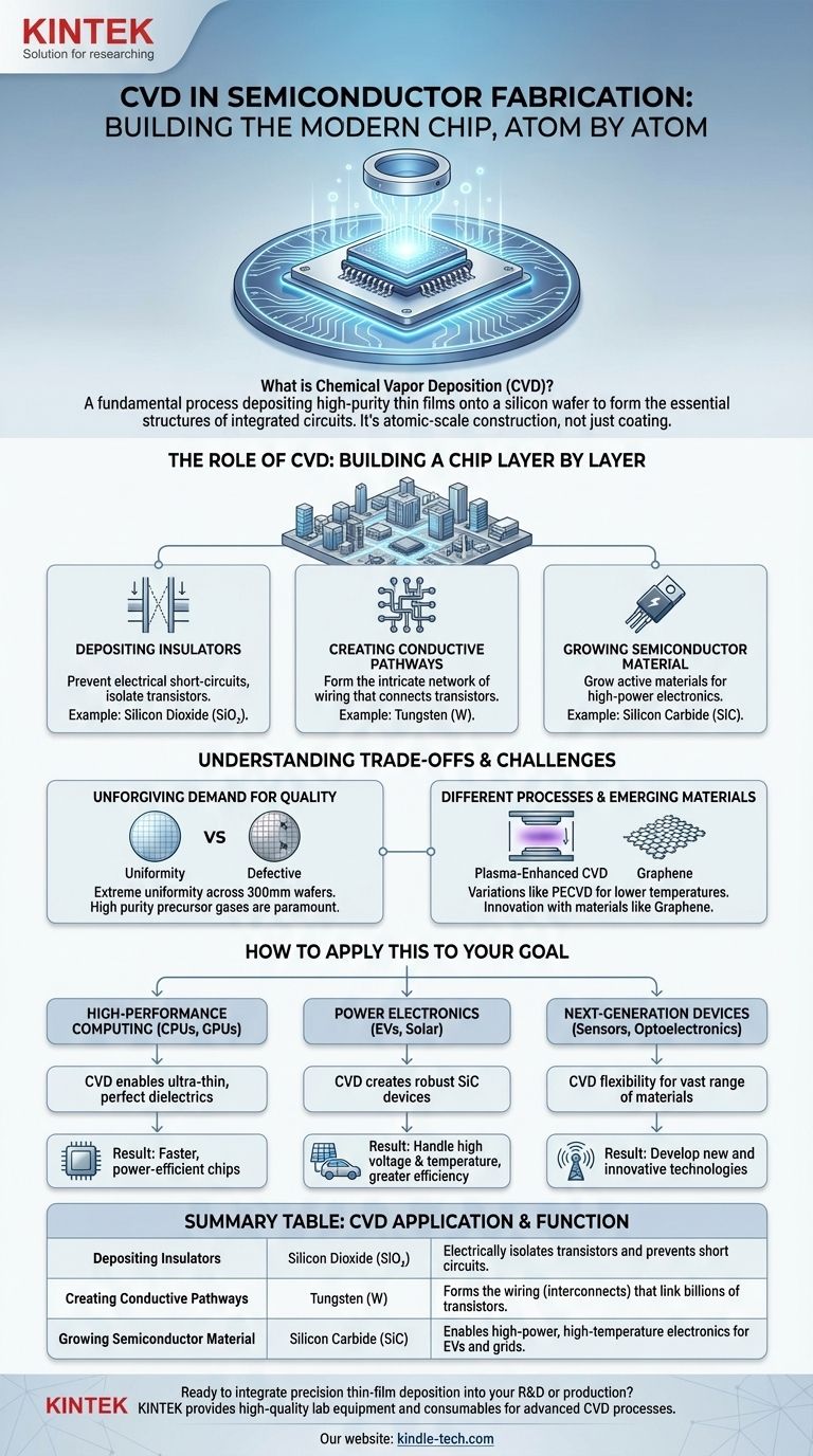 Para que é usado o CVD na fabricação de semicondutores? Construindo as Camadas Microscópicas dos Chips Modernos Guia Visual