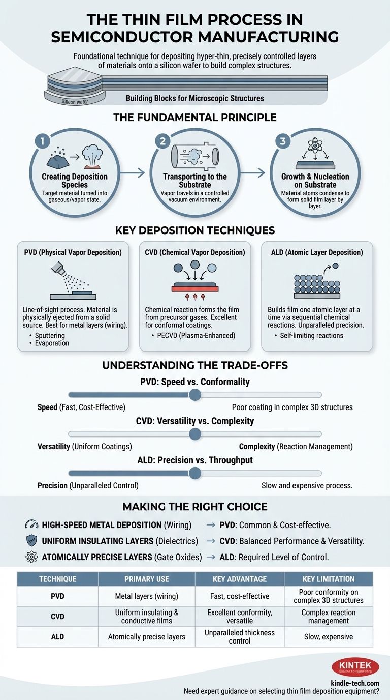 Was ist der Dünnschichtprozess für Halbleiter? Ein Leitfaden zu PVD-, CVD- und ALD-Techniken Visuelle Anleitung