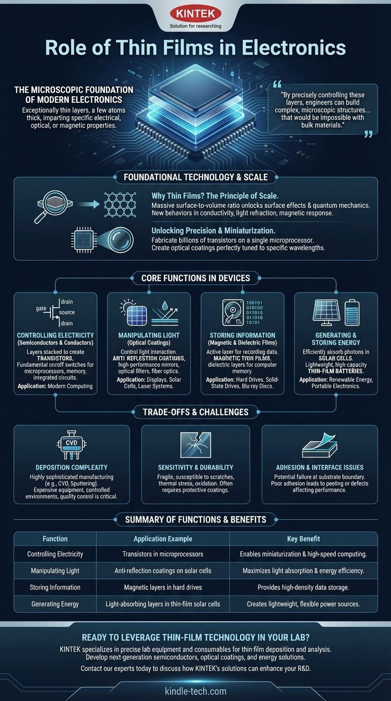 Qual é o papel das películas finas em dispositivos eletrónicos? A Fundação Microscópica da Eletrónica Moderna Guia Visual