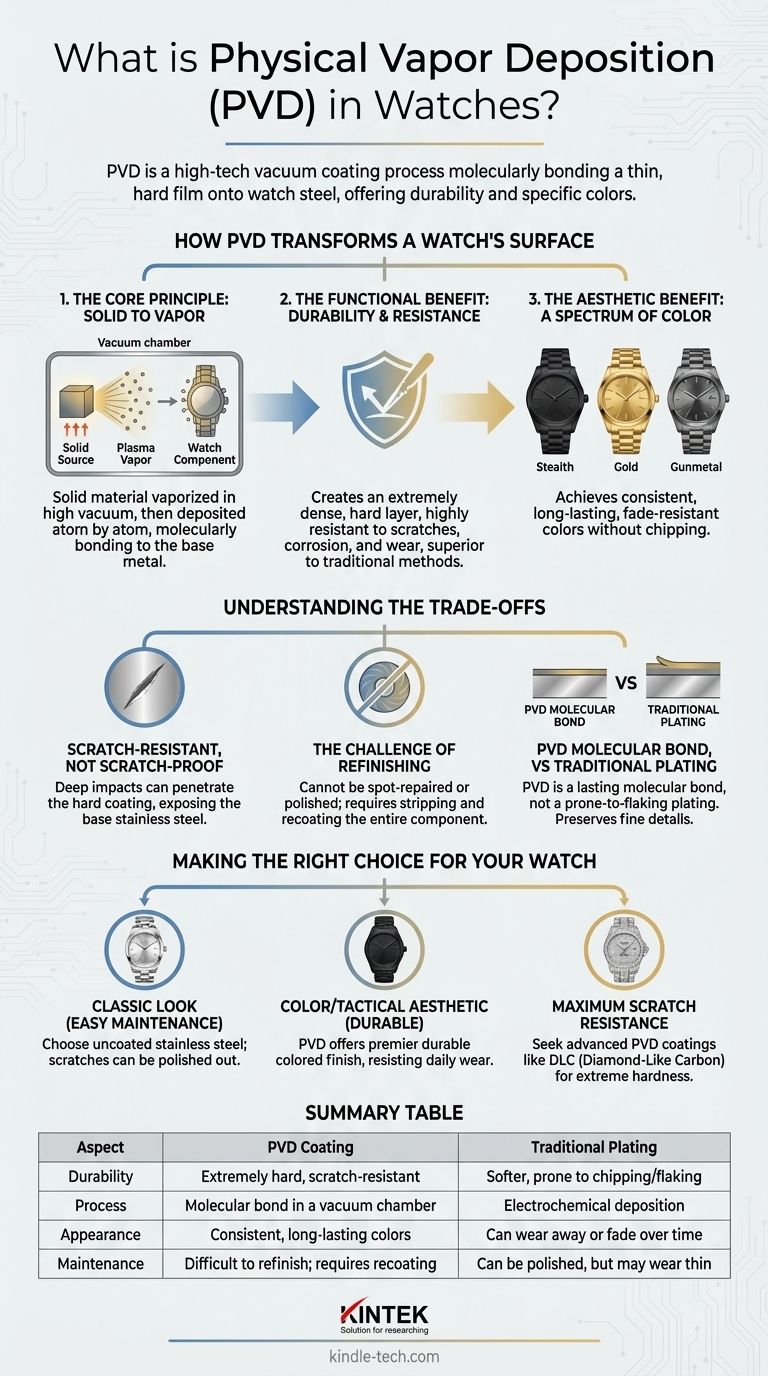 시계의 물리적 증착(PVD)이란 무엇인가요? 내구성이 뛰어난 첨단 코팅 공정을 알아보세요 시각적 가이드