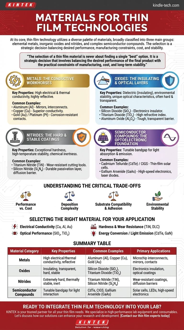 Какие материалы используются в технологиях тонких пленок? Выберите подходящий материал для вашего применения Визуальное руководство