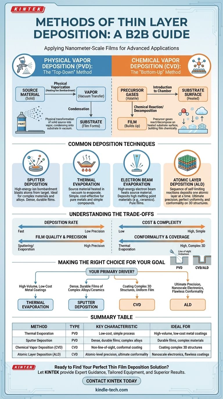 薄膜堆積の方法とは？PVD、CVD、ALD、その他を解説 ビジュアルガイド