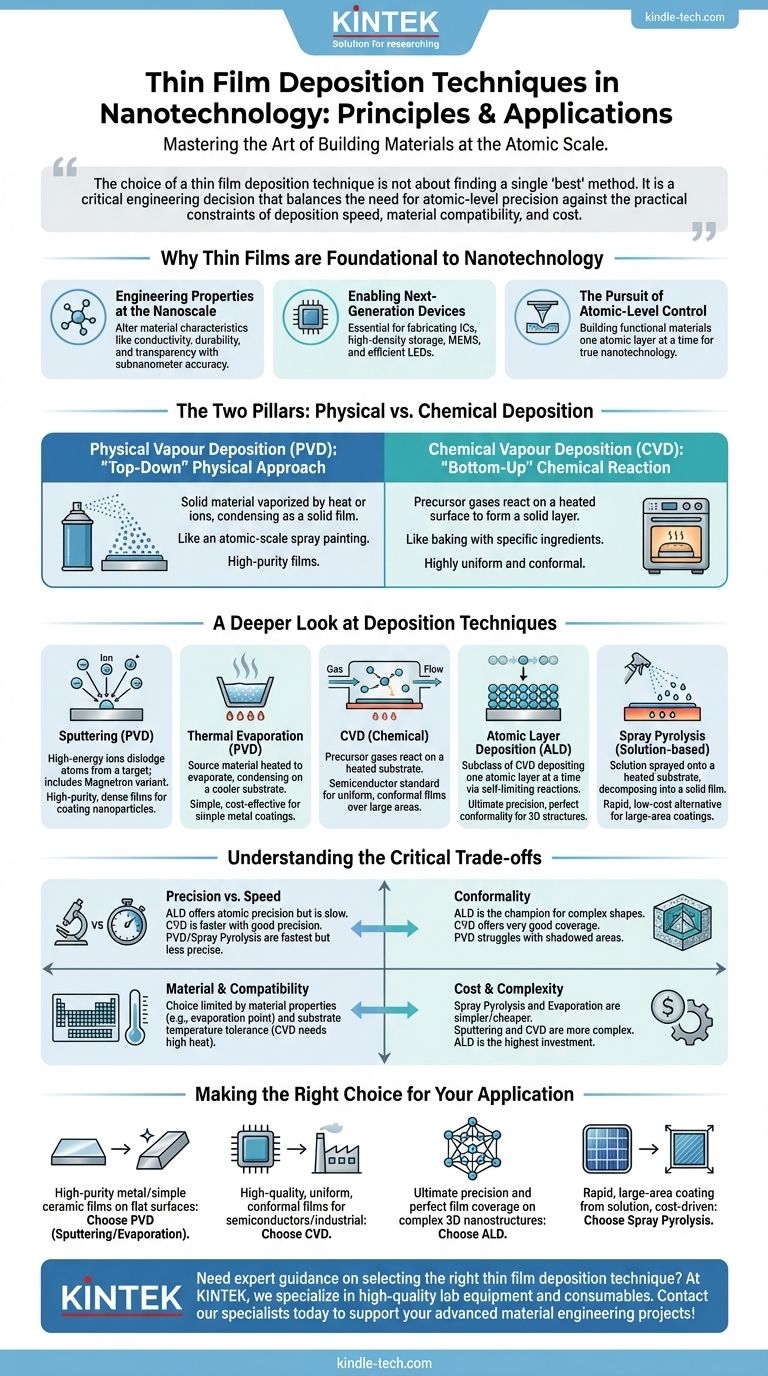 ¿Cuáles son las técnicas utilizadas en la deposición de películas delgadas en nanotecnología? Compare los métodos PVD, CVD y ALD. Guía Visual