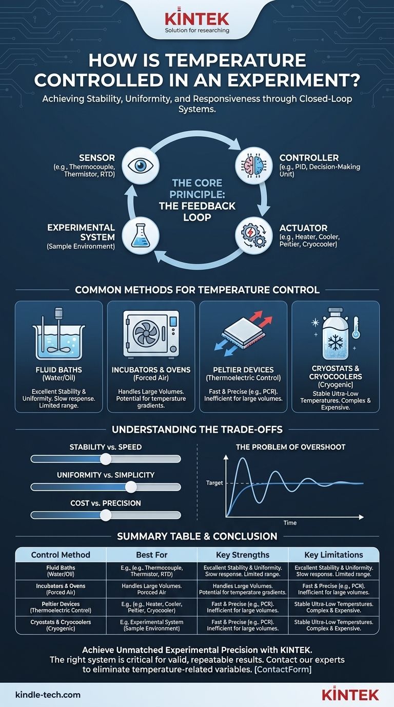Wie wird die Temperatur in einem Experiment kontrolliert? Meistern Sie Präzision, Stabilität und Gleichmäßigkeit Visuelle Anleitung