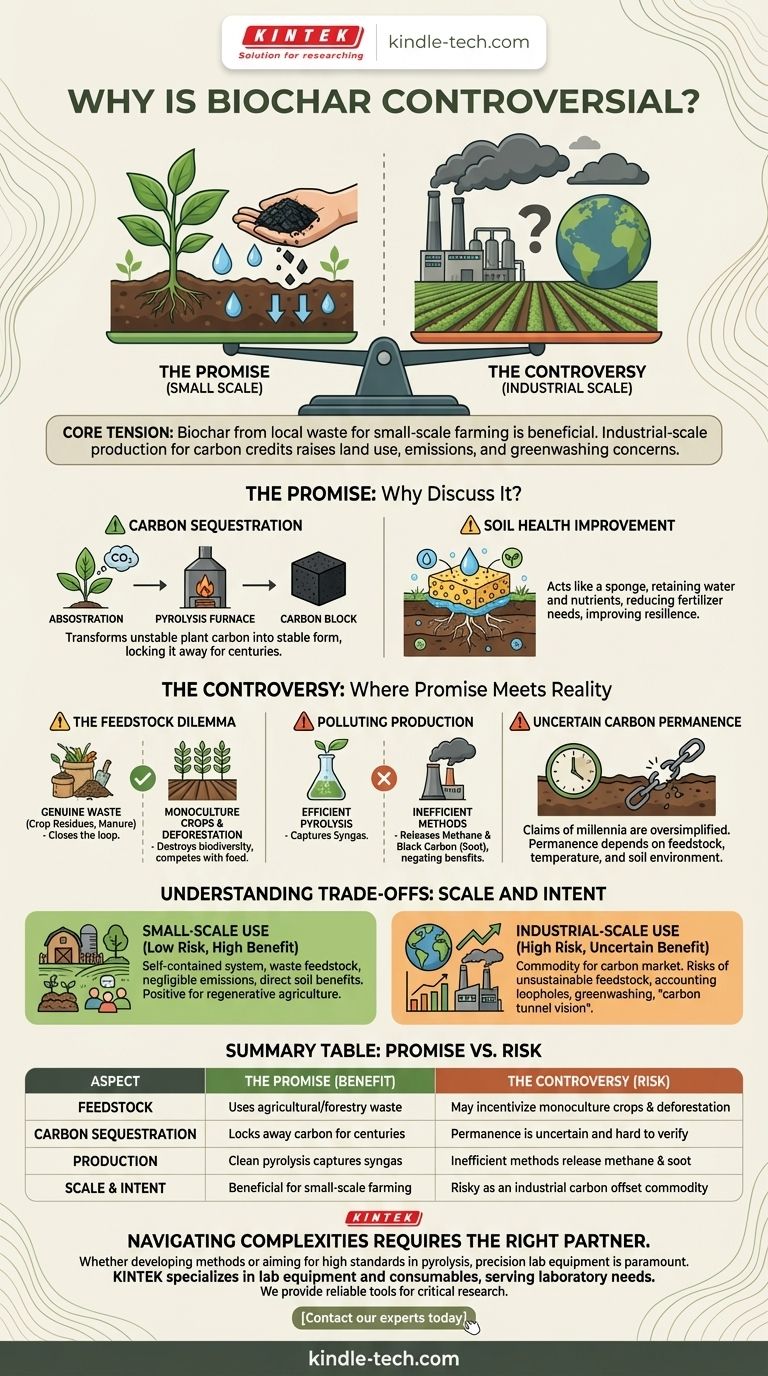 لماذا يعتبر فحم حيوي مثيراً للجدل؟ موازنة الوعد المناخي مع المخاطر الواقعية دليل مرئي