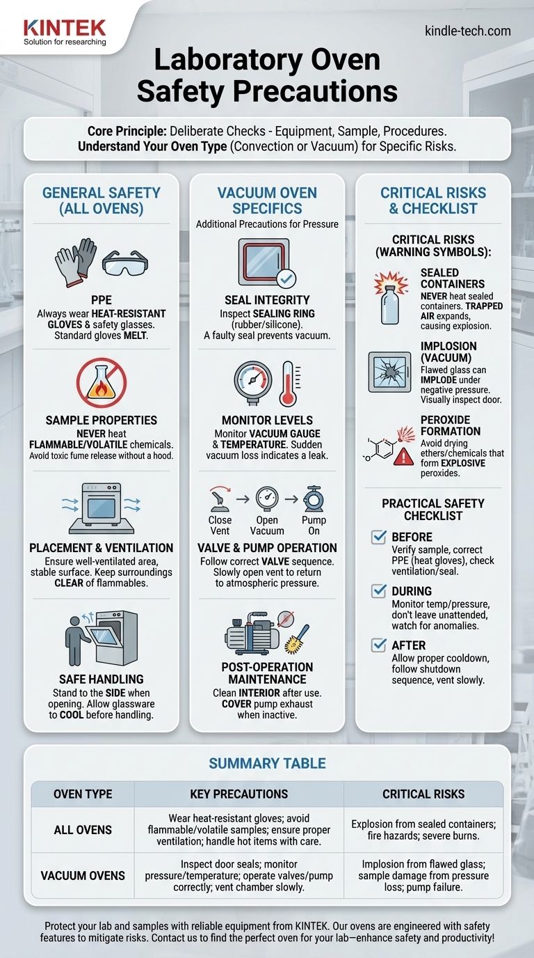 What precautions should be taken when using oven in laboratory? Ensure Your Lab's Safety and Efficiency Visual Guide