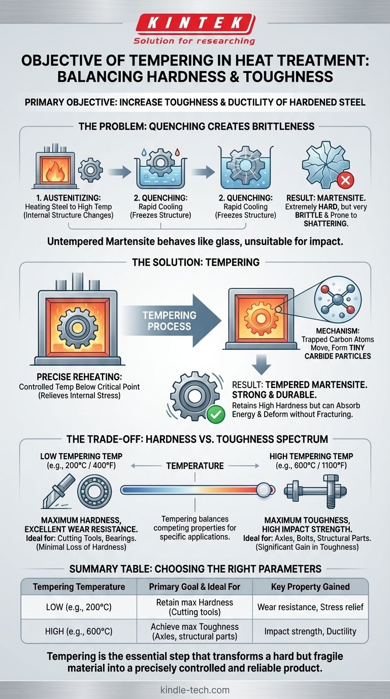 ¿Cuál es el objetivo del revenido en el tratamiento térmico? Lograr el equilibrio perfecto entre dureza y tenacidad Guía Visual