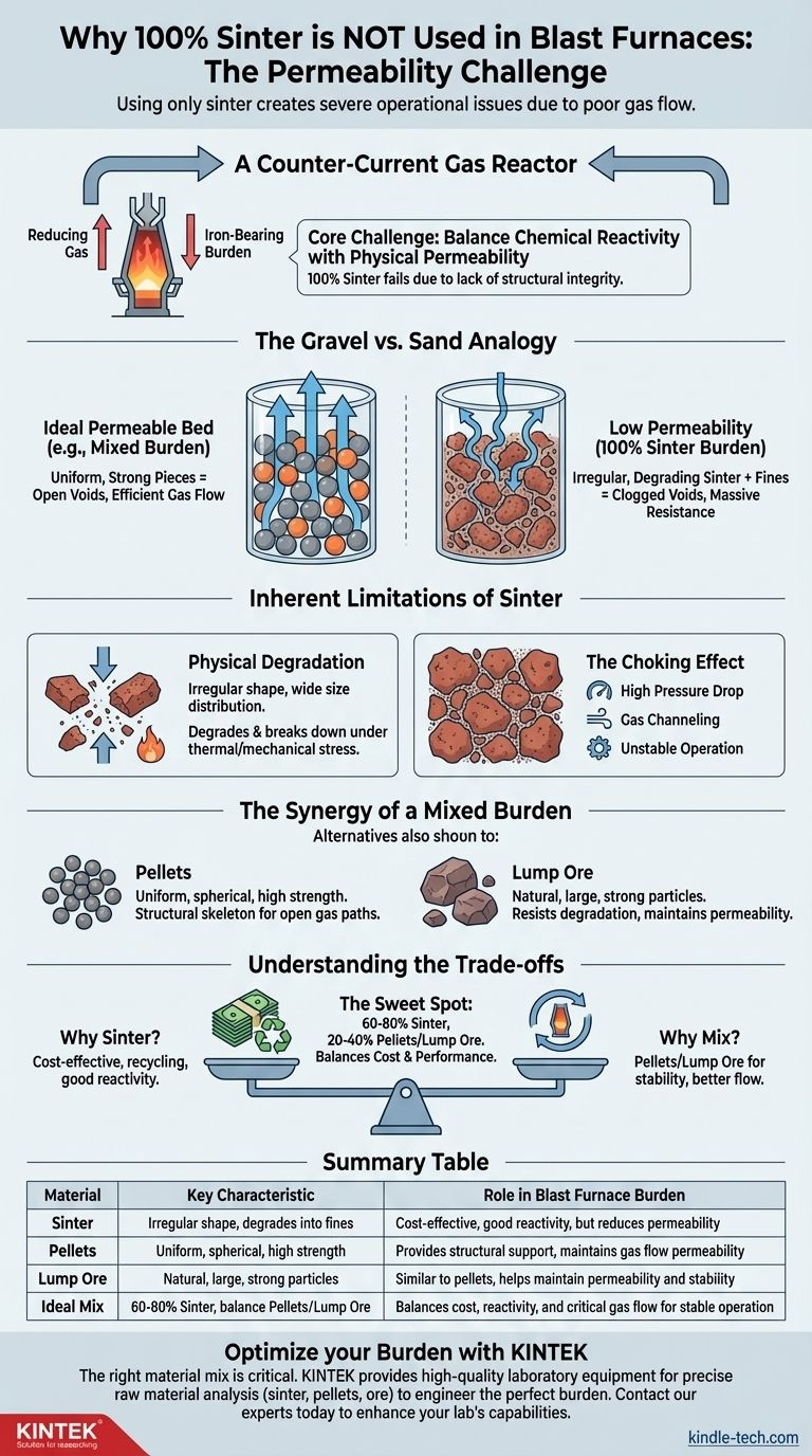Warum wird im Hochofen nicht 100 % Sinter verwendet? Vermeidung von kritischem Gasfluss und Instabilität Visuelle Anleitung