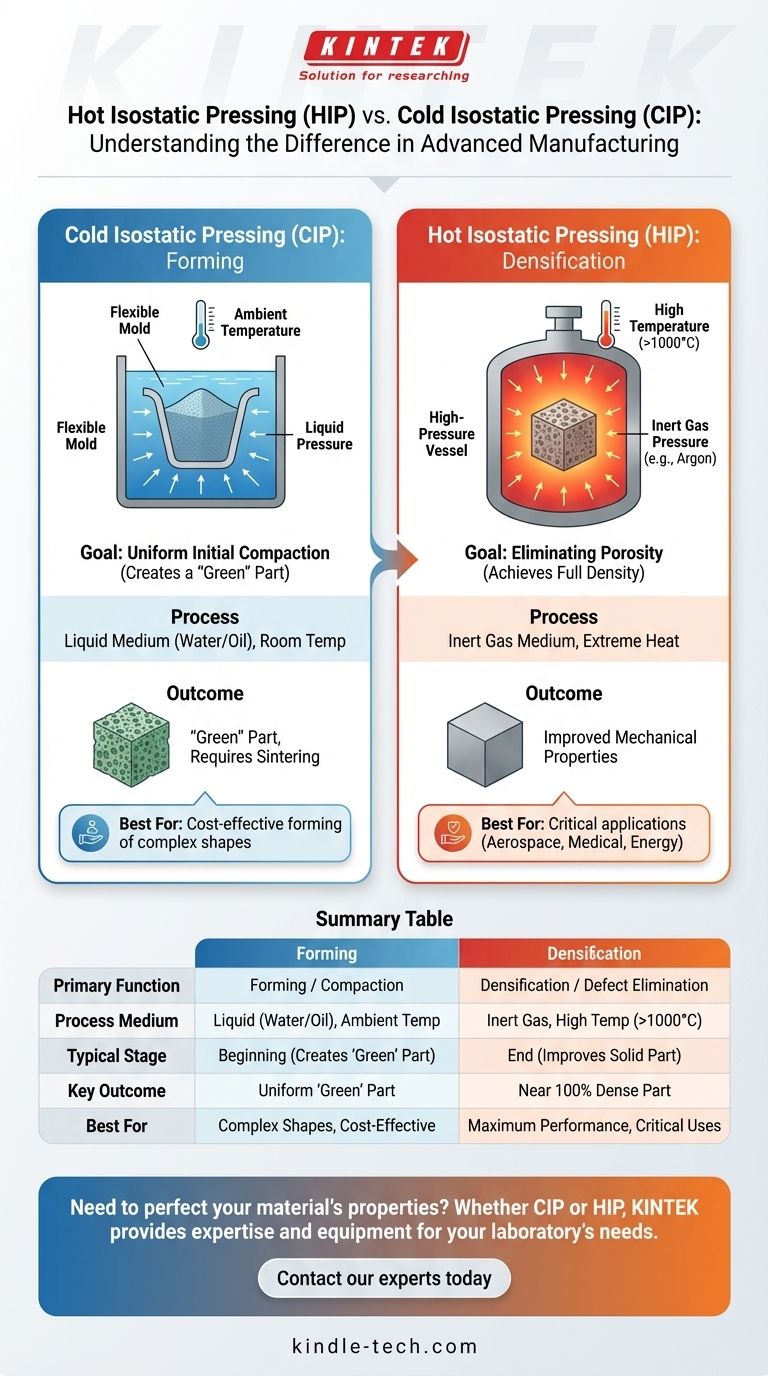 What is the difference between hot isostatic pressing and cold isostatic pressing? A Guide to Forming vs. Densification Visual Guide