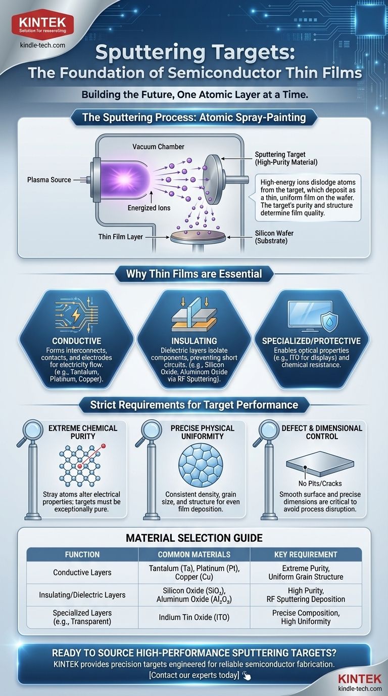 O que são alvos de pulverização catódica para semicondutores? Materiais essenciais de alta pureza para deposição de filmes finos Guia Visual