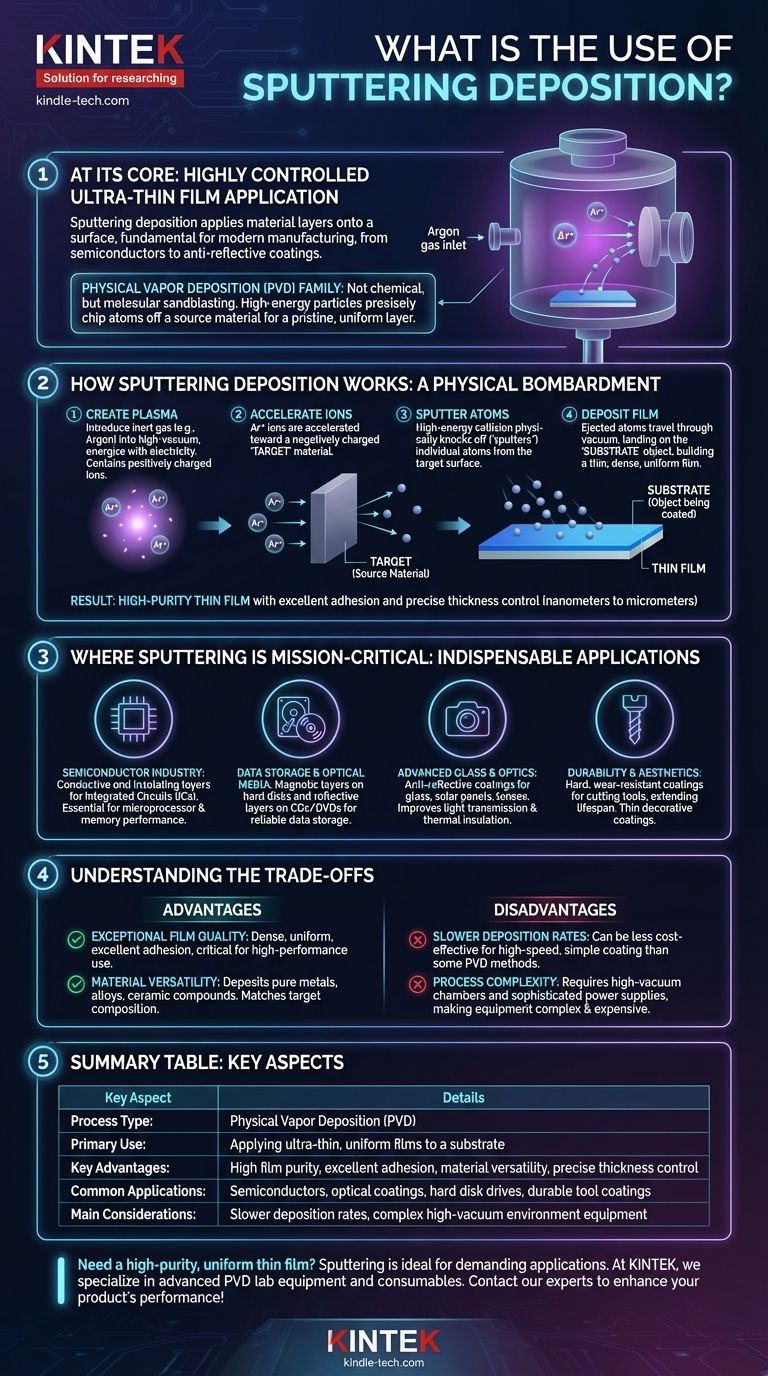 Qual é o uso da deposição por pulverização catódica (sputtering)? Obtenha Revestimento de Película Fina Superior para os Seus Produtos Guia Visual