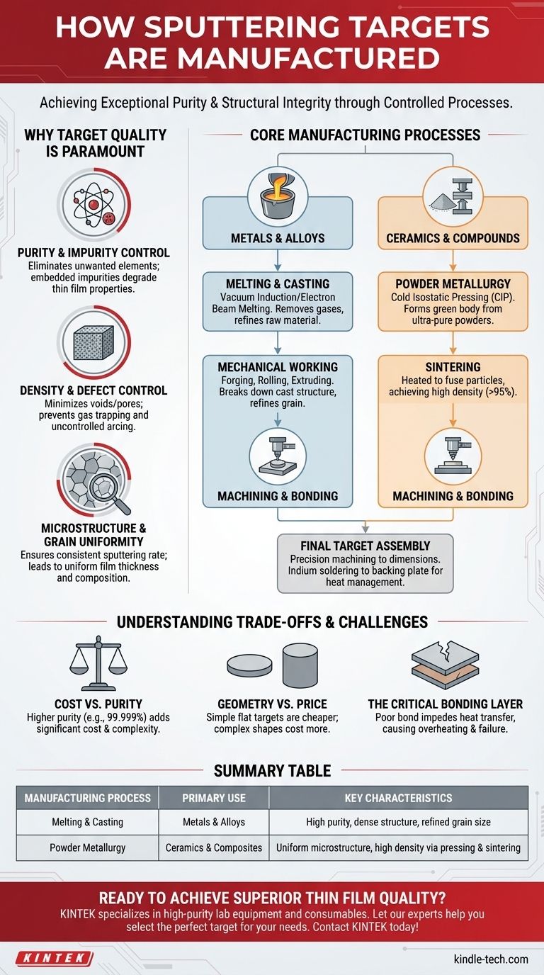 Как изготавливаются катоды для напыления? Достижение высокой чистоты и плотности для превосходных тонких пленок Визуальное руководство