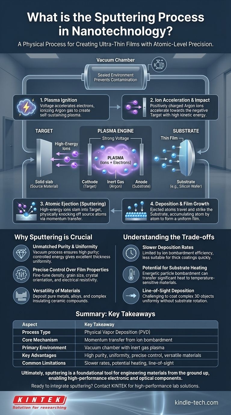 Was ist der Sputterprozess in der Nanotechnologie? Ein Leitfaden zur Dünnschichtabscheidung auf atomarer Ebene Visuelle Anleitung