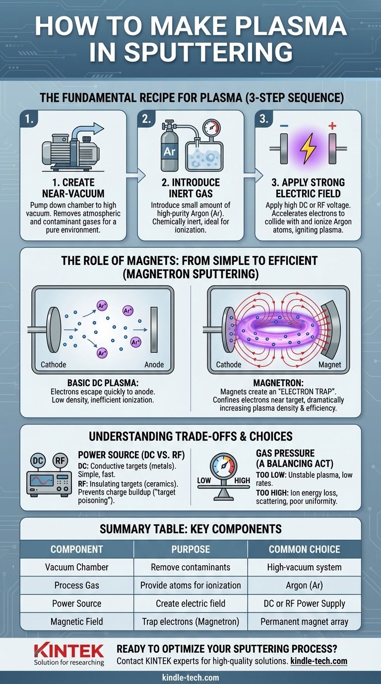 Come si crea il plasma nello sputtering? Padroneggiare la ricetta per una deposizione di film sottili efficiente Guida Visiva