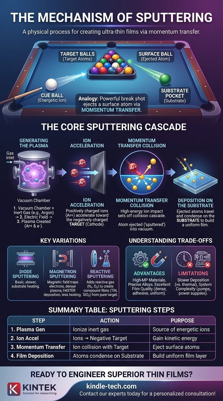 Quel est le mécanisme de la pulvérisation cathodique ? Un guide pour le dépôt de couches minces de précision Guide Visuel