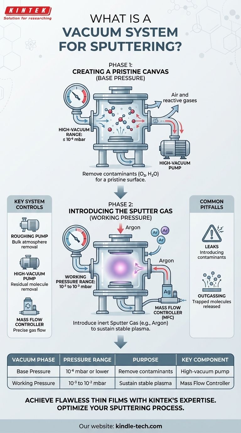 스퍼터링에 사용되는 진공 시스템이란 무엇인가요? 고품질 박막을 위한 2단계 공정 마스터하기 시각적 가이드