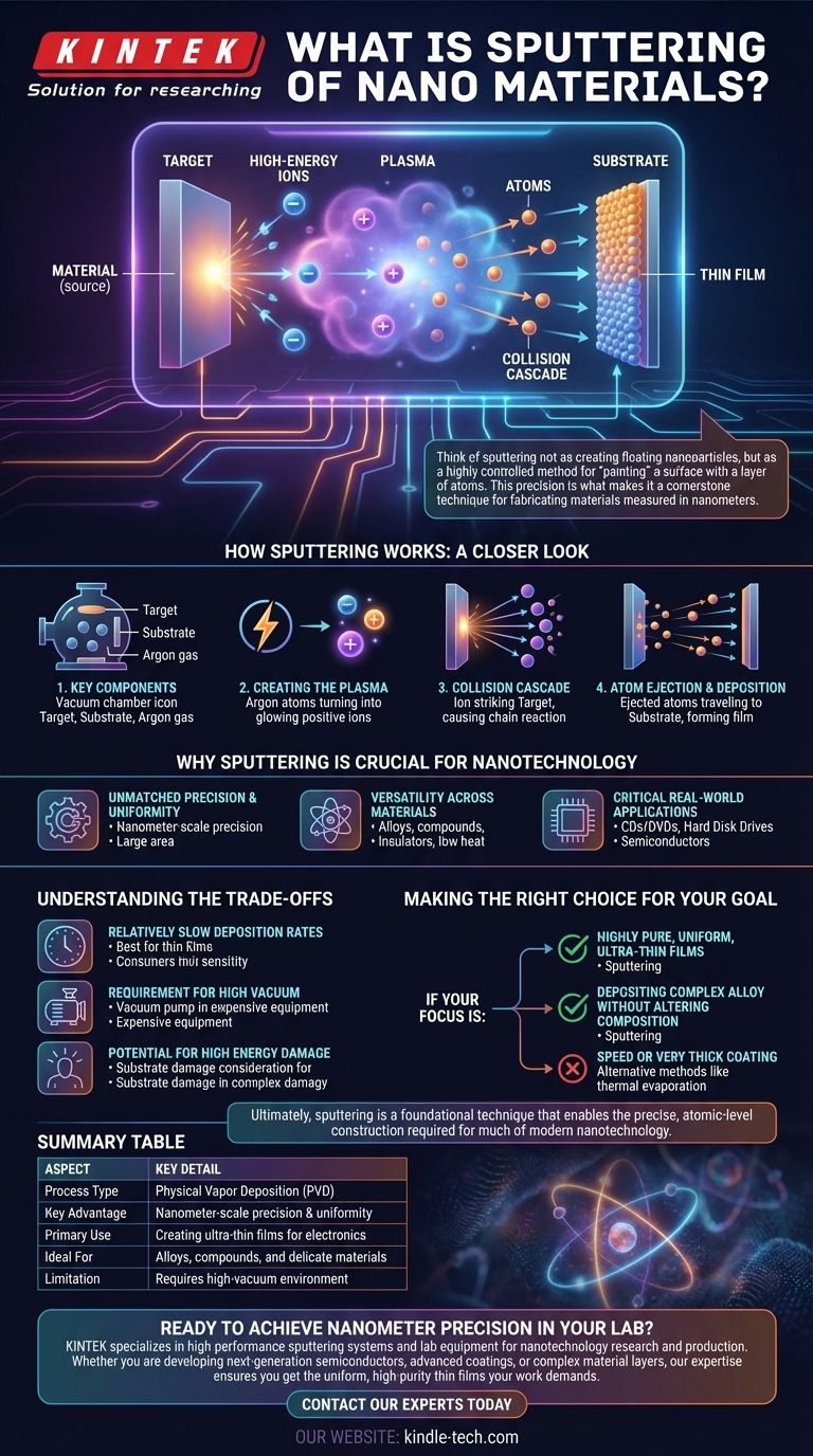 ما هو الترسيب بالرش (Sputtering) للمواد النانوية؟ الدليل الشامل لترسيب الأغشية الرقيقة دليل مرئي