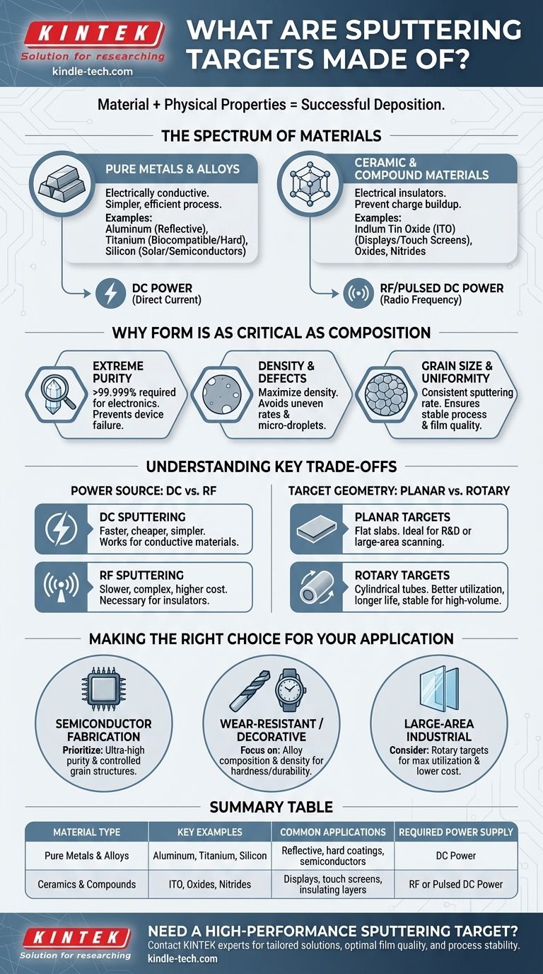 De quoi sont faites les cibles de pulvérisation ? Des métaux purs aux céramiques pour votre film mince Guide Visuel
