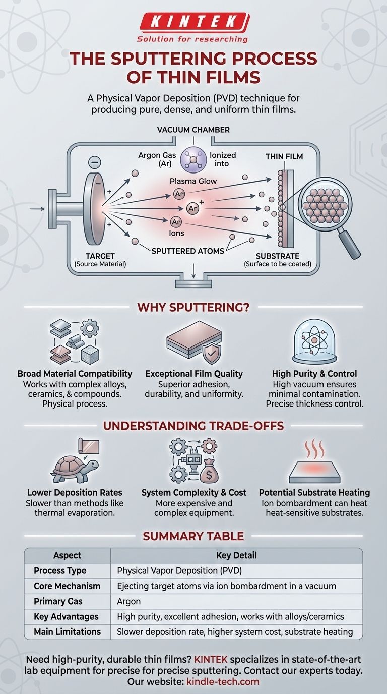 ما هي عملية الرش المغناطيسي (Sputtering) للأغشية الرقيقة؟ دليل لترسيب PVD عالي الجودة دليل مرئي