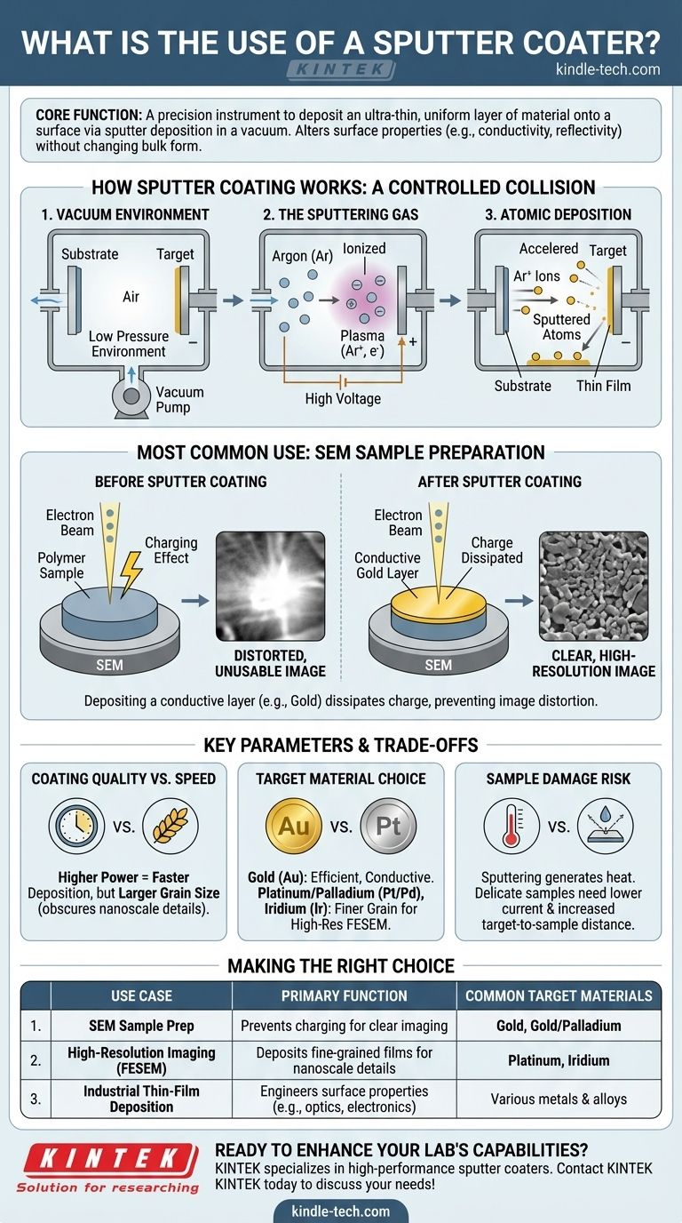 Qual è l'uso dello sputter coater? Per la deposizione di film sottili di alta qualità e la preparazione di campioni SEM Guida Visiva