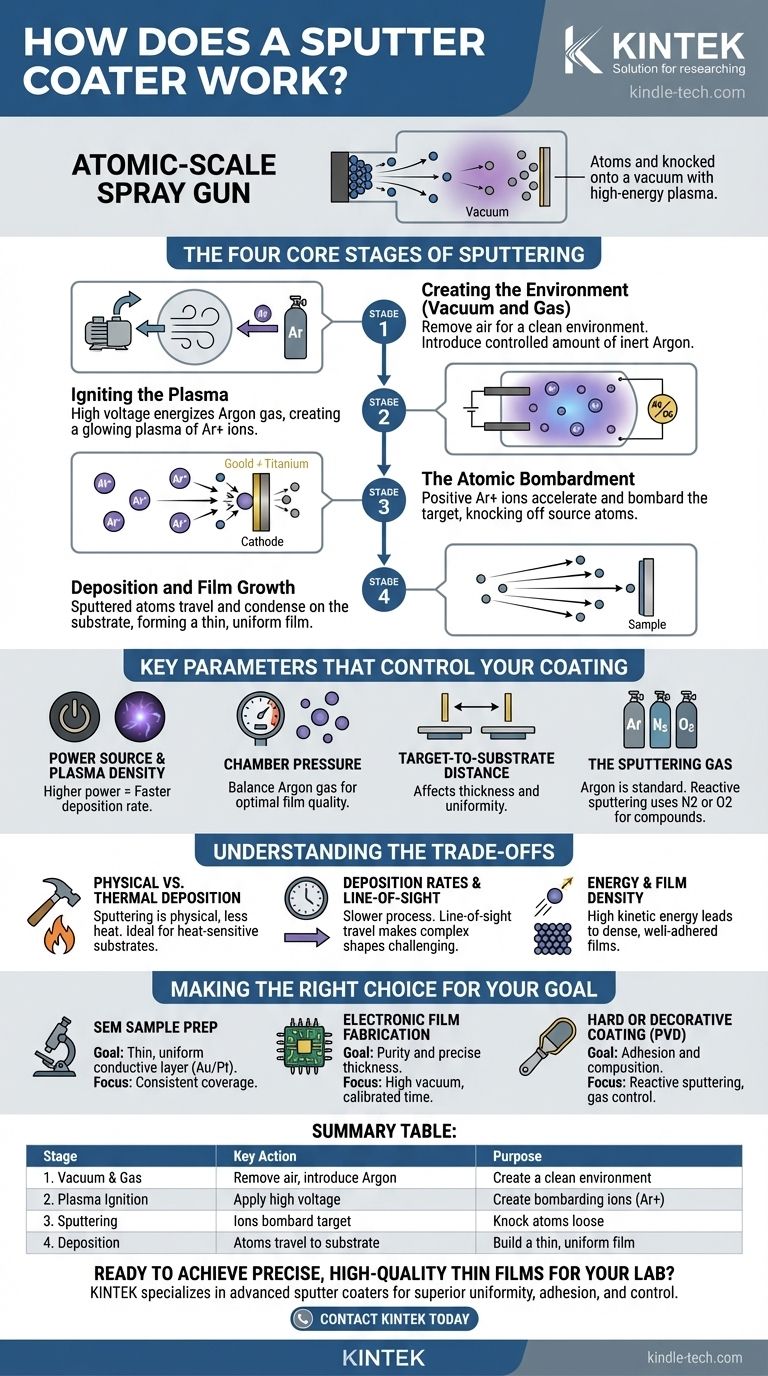 Comment fonctionne un pulvérisateur cathodique ? Un guide sur le dépôt de films minces à l'échelle atomique Guide Visuel